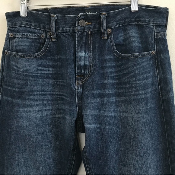 Lucky Brand 110 Skinny Mens Jeans Size 33 x 32 Dark Wash Blue Denim Zip Fly - Picture 3 of 8